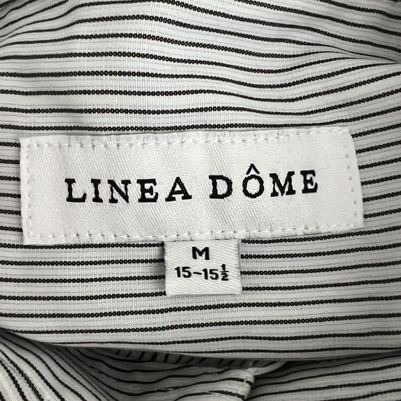 Linea Dome‎ Shirt Mens Medium Black White Striped Button Up Work Casual Career - Picture 5 of 8